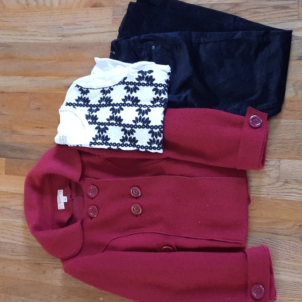 J Crew Black and White Embroidered Top - Picture 2 of 2